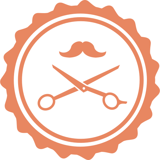 An icon depicting a pair of scissors and a moustache