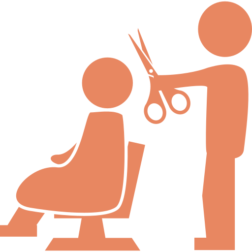 An icon depicting a customer getting there hair dressed